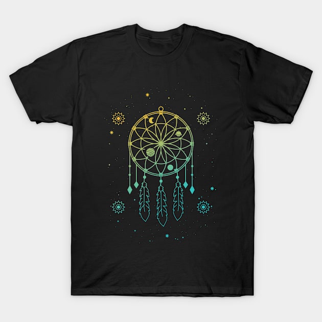 Indian Dream Catcher Mystic Stars Sacred Geometry T-Shirt by Foxxy Merch